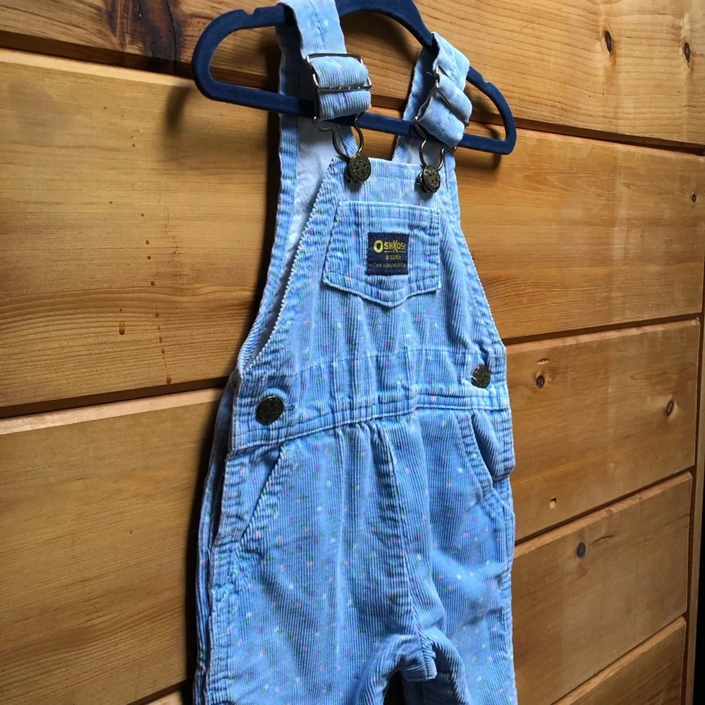 Vintage Oshkosh overall corduroy floral blue 12 months